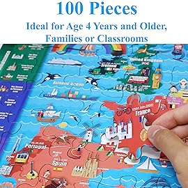 Think2Master Map of Europe 100 Pieces Jigsaw Puzzle Fun Educational Toy for Kids, School & Families. Great Gift for Boys & Girls Ages 4-8 for Learning European History. Size:23.4 X 16.5 by Kyle Kim