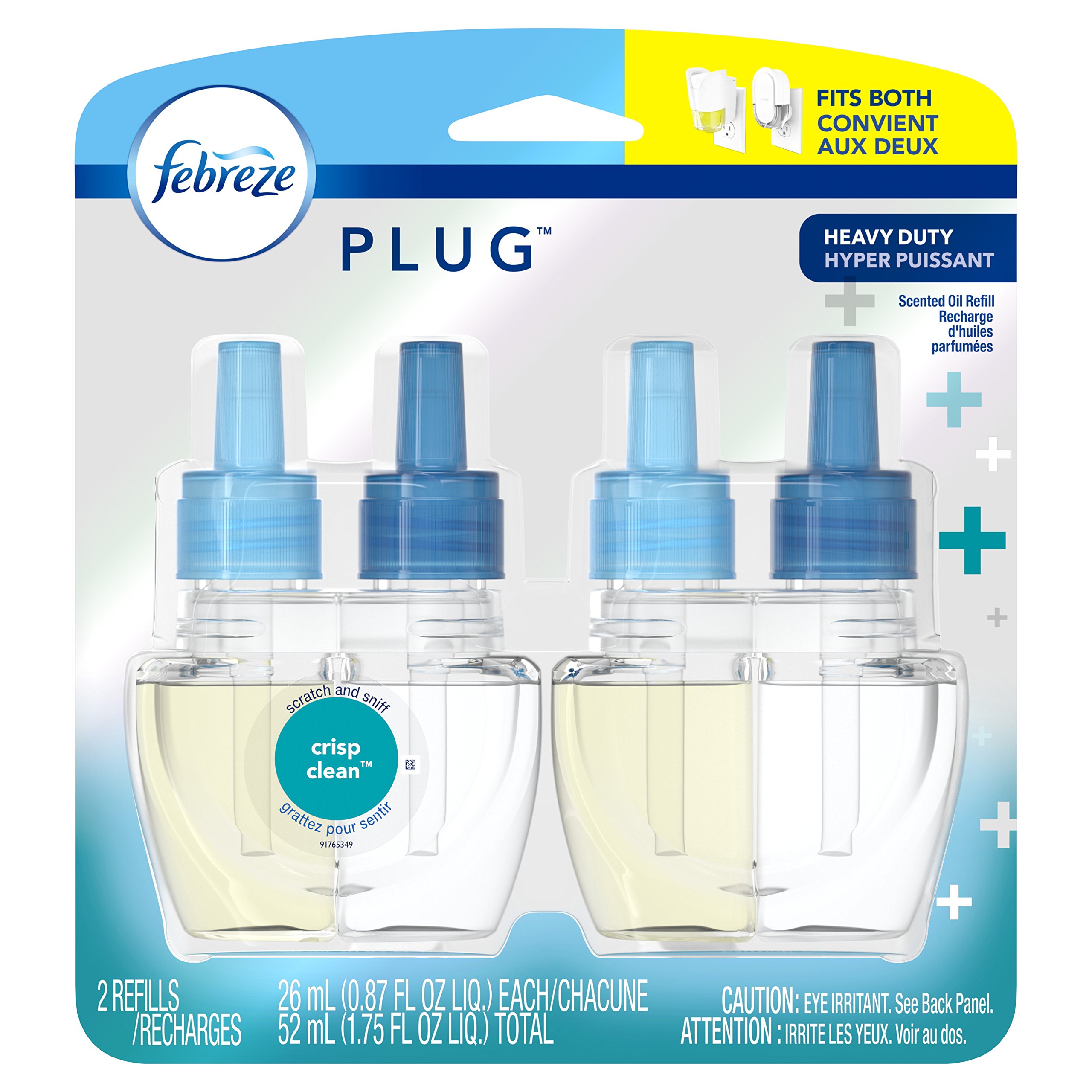 Febreze Noticeable Heavy Duty Crisp Clean Dual Oil Refills Air Freshener 2 ct