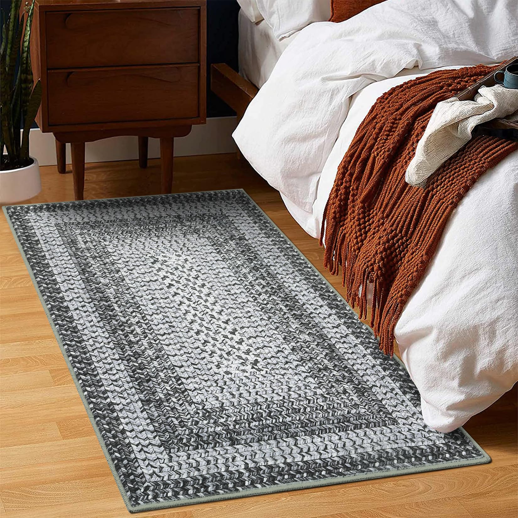 RUGSREAL 2x3 Entryway Rug Small Bedroom Area Rug Braided Printed Mat for Living Room Farmhouse Kitchen Mat Indoor Non Slip Rustic Throw Carpet Machine