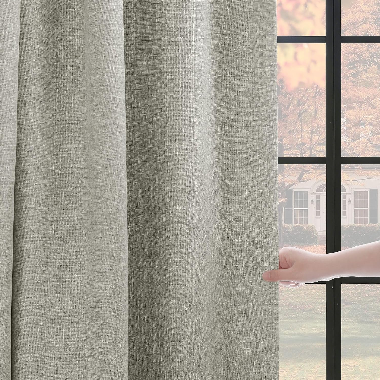 82 Inch Linen Texture Pinch Pleat Blackout Curtains Front and Back Same Color Heat-Insulating and Noise Reducing Drapes Suitable for Living Rooms and Bedrooms.40Wx82L,Ivory White,1 Panel
