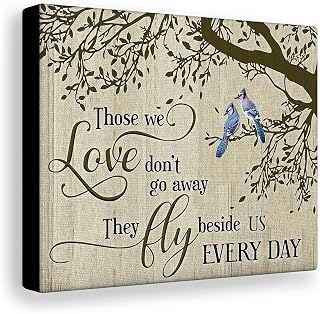 DTD GLOBAL Blue Jay Those We Love They Fly Beside Us Every Day Canvas Wall Art Home Decor, Print Canvas Painting - Framed Canvas Gallery Wraps 1.25 inches - Print in US - Full Size, White
