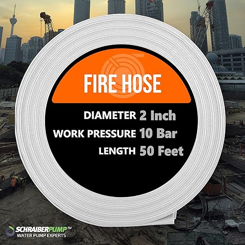 Miniatura 2 de Manguera de fuego de 10 bares, 145 PSI, manguera de fuego resistente de 2 pulgadas por 50 pies, filamento de poliéster reforzado (2 pulgadas)