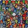 106 Pcs Cartoon Anime Stickers for Water Bottle, Neon-Style Cool Waterproof Stickers, Cute Stickers Pack for Scrapbook, Laptop, Luggage, Phone, Birthday Gift Party Teen Kid Child Student Stickers