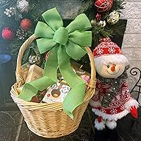 Vista 86 de Arco de corona de arpillera negra con alambre, 10 pulgadas de ancho, colas largas de 18 pulgadas, cinta de Navidad, decoración de puerta delantera