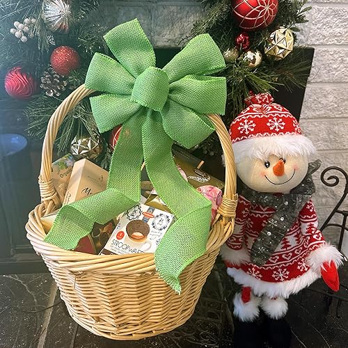 Miniatura 79 de Lazo de corona de cinta de arpillera natural, 10 pulgadas de ancho, colas largas de 18 pulgadas, granja, Pascua, otoño, invierno, Acción de Gracias