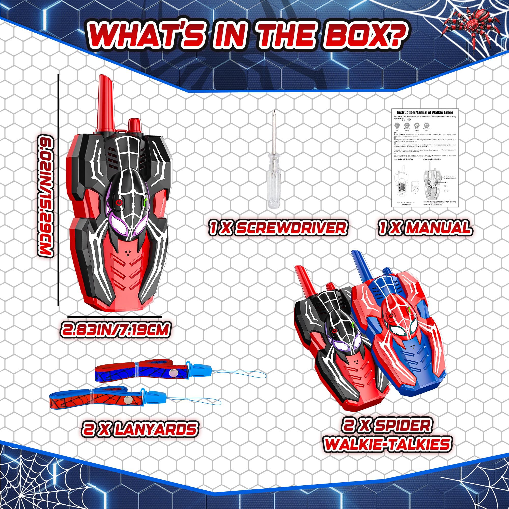 Kssvzz Spider Walkie-Talkie Bambini, Giochi Regalo Bambino 3 4 5 6 7 8 9 10 Anni, Woki Toki Gioco da Esterno Bambini, Compleanno Natale Regalo Bimbo 3-12 Anni Maschio