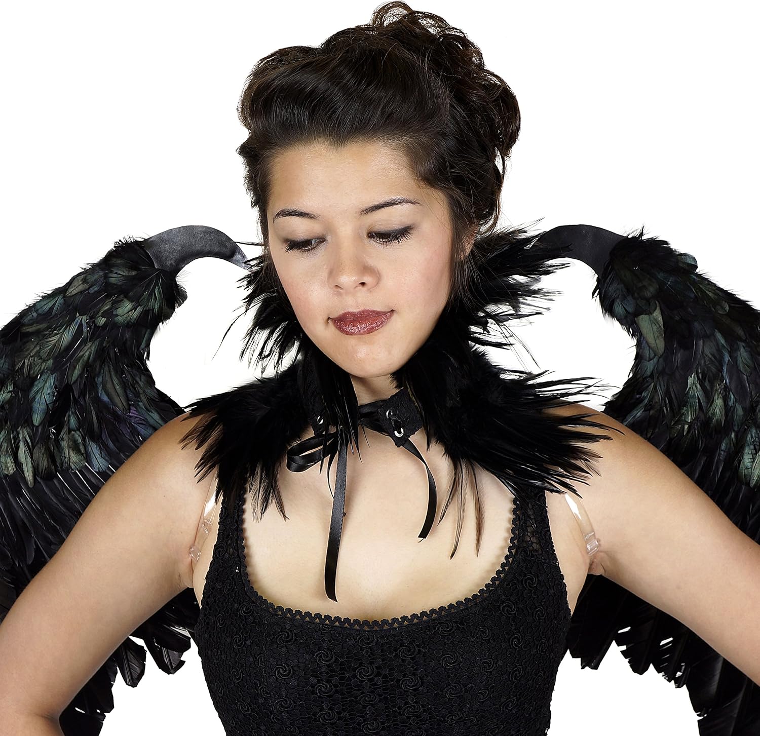 Natural Fashion Feather Choker Necklace - Black Sexy Shrug Steampunk Accessories