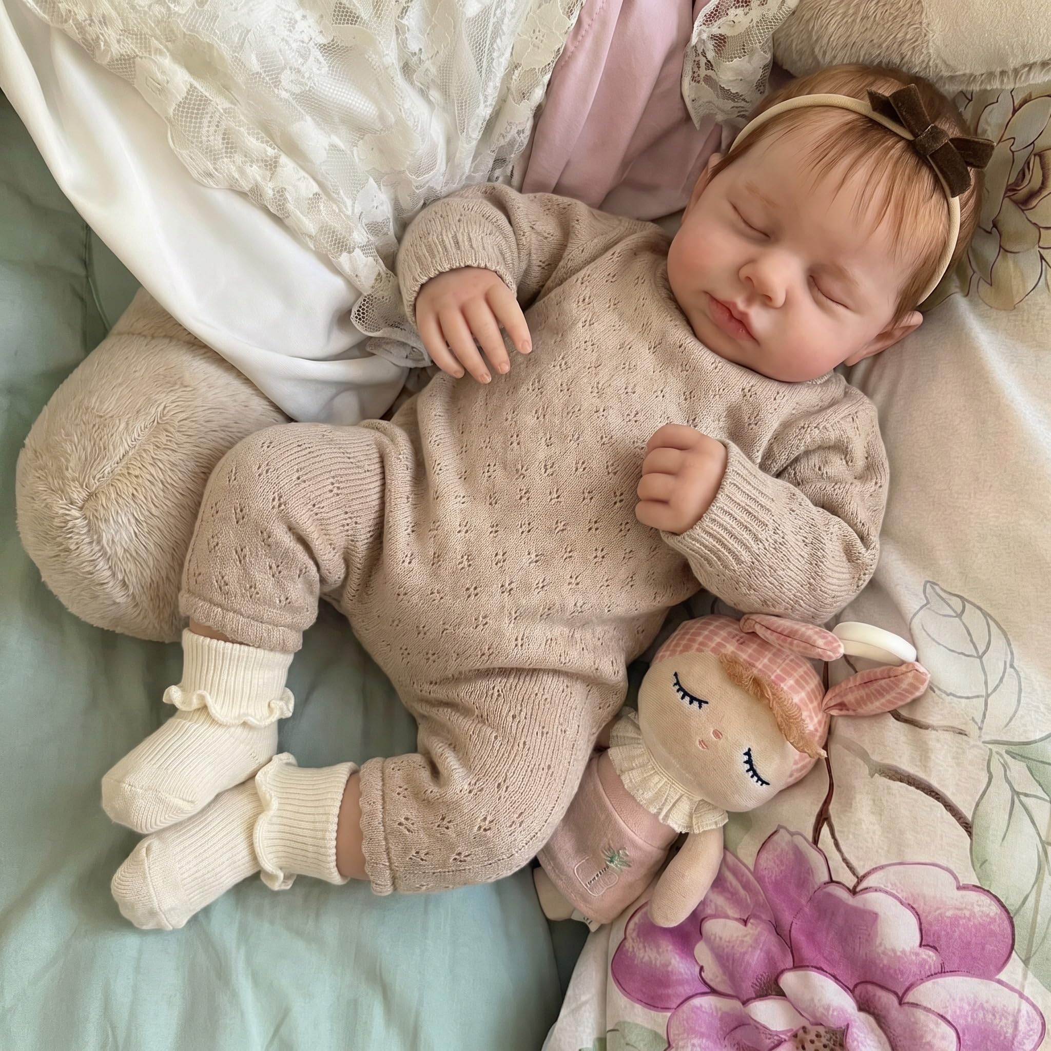 Poupée Reborn Fille Bebes Reborn Bébé Reborn 19 Pouces Lavable à la Main Corps en Vinyle Souple Ressemble à Un Vrai bébé Réaliste Nouveau-Né Yeux Bleus Fille
