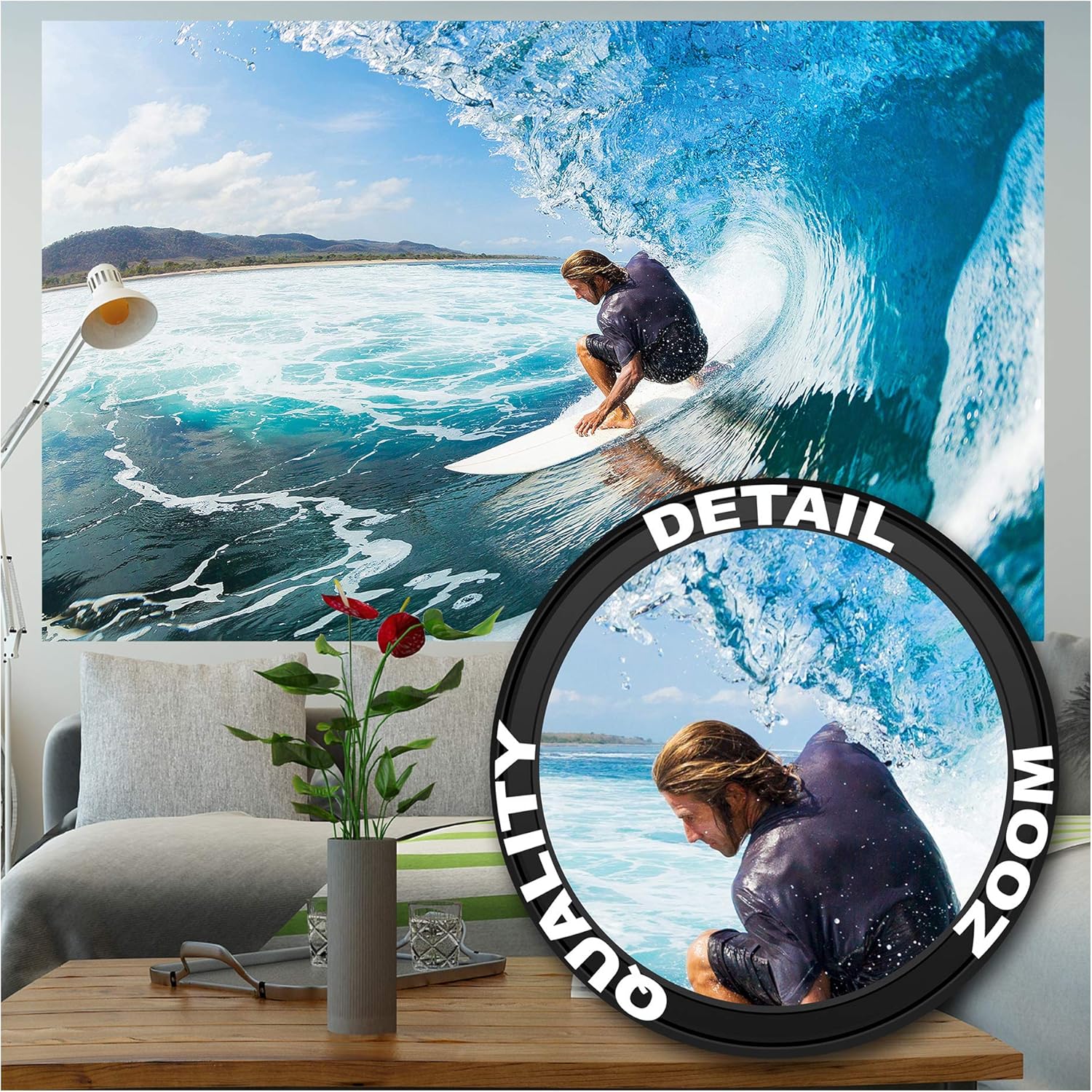 Peinture à l'aquarelle, motif surf, garçon surfeur, art mural, décoration murale giclée, océan, décoration d'intérieur, chambre d'enfant, 680