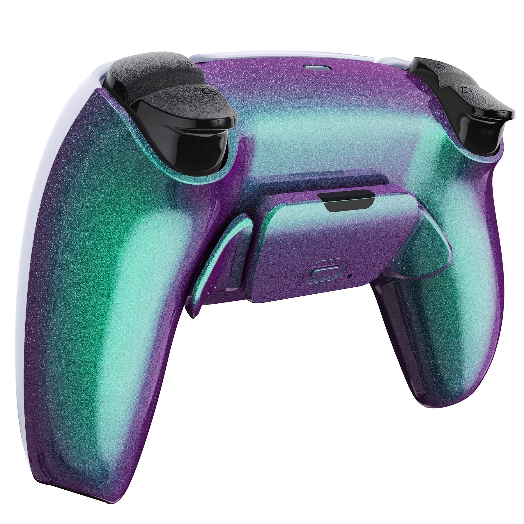 eXtremeRate RISE 2.0 Remap Kit Programmabile per ps5 controller BDM-010/020,Tasti Aggiuntivi Palette Back Button Cover Posteriore per ps5 Joystick BDM-010/020-Camaleonte Verde Viola