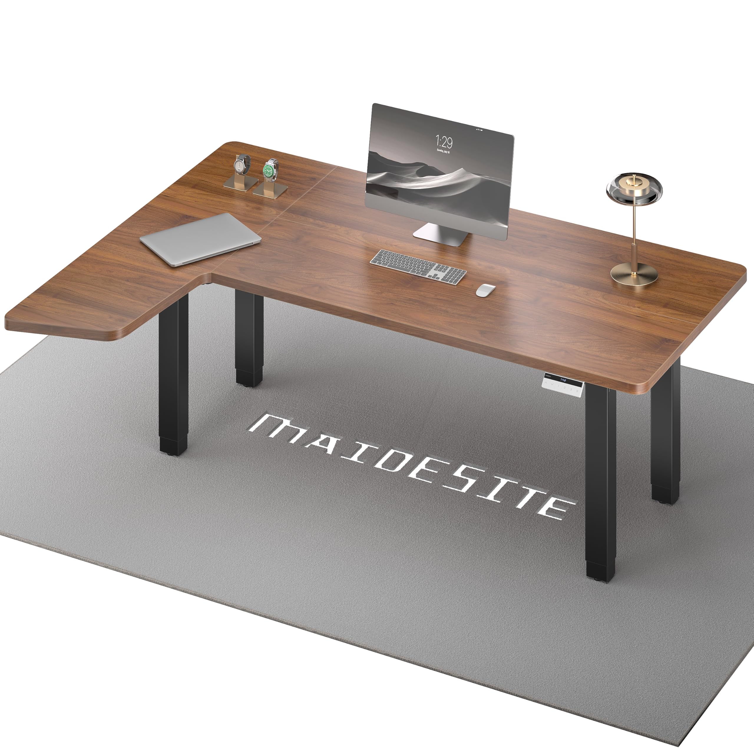 MAIDeSITe Escritorio Elevable Eléctrico En Forma De L, 160x120cm Mesa Elevable Escritorio Secretaria con Doble Motor. Capacidad De 160KG, 4 Patas Ultrarresistentes Standing Desk para El Hogar