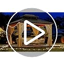 12x20ft Double Roof Hardtop Gazebo, Heavy Duty Galvanised Steel Hardtop Pavilion with Netting and Curtains, Faux Wood Grain Metal Gazebo for Patio, Terrace, Lawn and Deck, Wood Grain