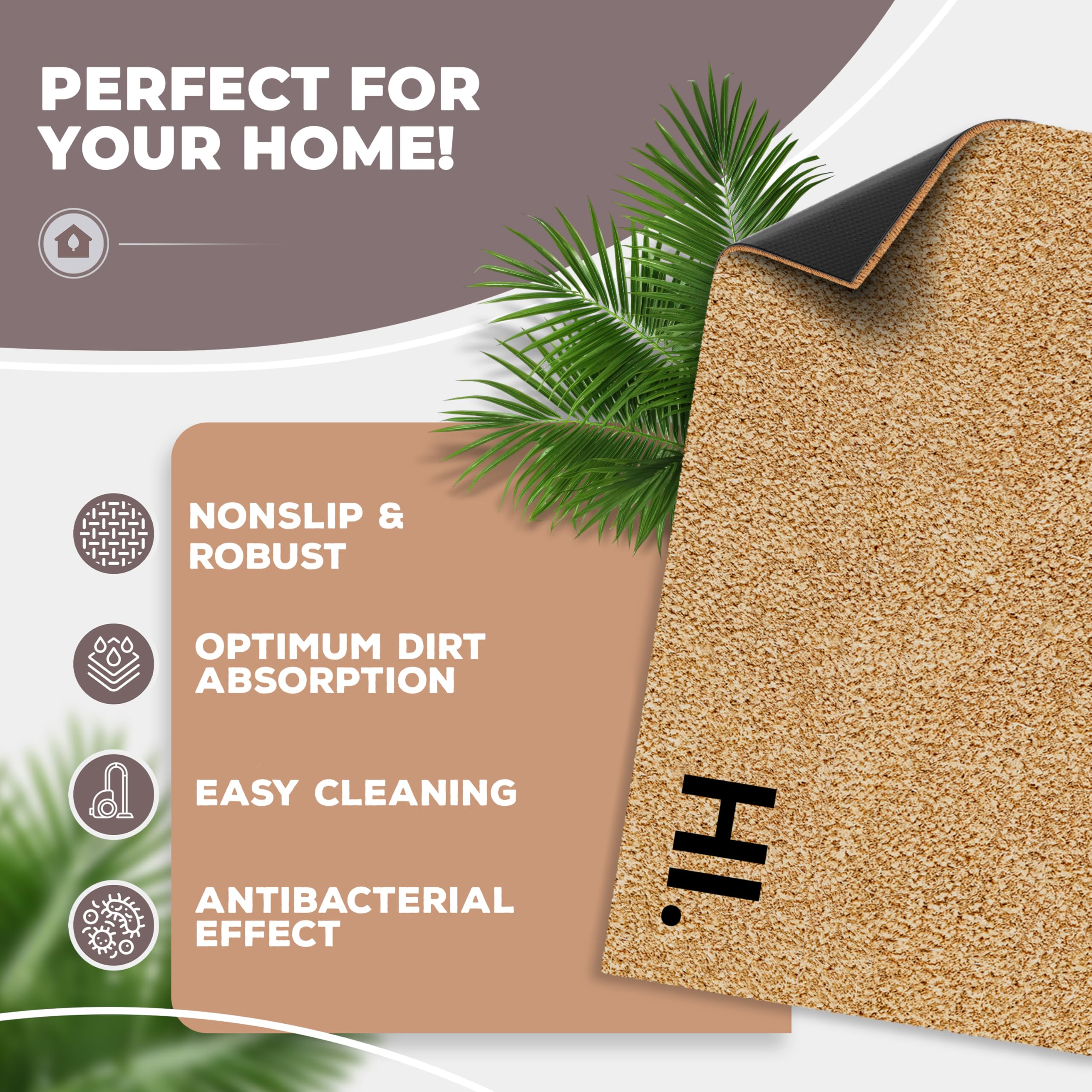 ElbFuchs® Coconut Doormat 60 x 40 cm, Hi & Bye, 25 x 75 cm (Rectangular) - Image 3