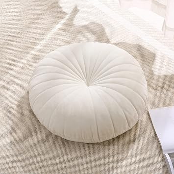 Floor Pillow Meditation Cushion Round Large Floor Pillows Seating for Adults, Velvet Thick Floor Cushions for Yoga Living Room Balcony Outdoor TatamiBeige