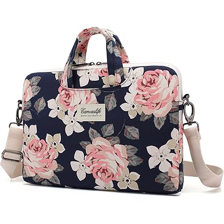 canvaslife White Rose Pattern Waterproof Shoulder Messenger Bag Case Sleeve for 14...