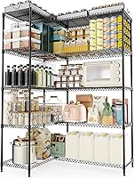 Vista 30 de Estantería de almacenamiento de alambre de 450 libras, estantería de 3 niveles, organizador de acero, estante de alambre para el hogar, cocina, Cromo