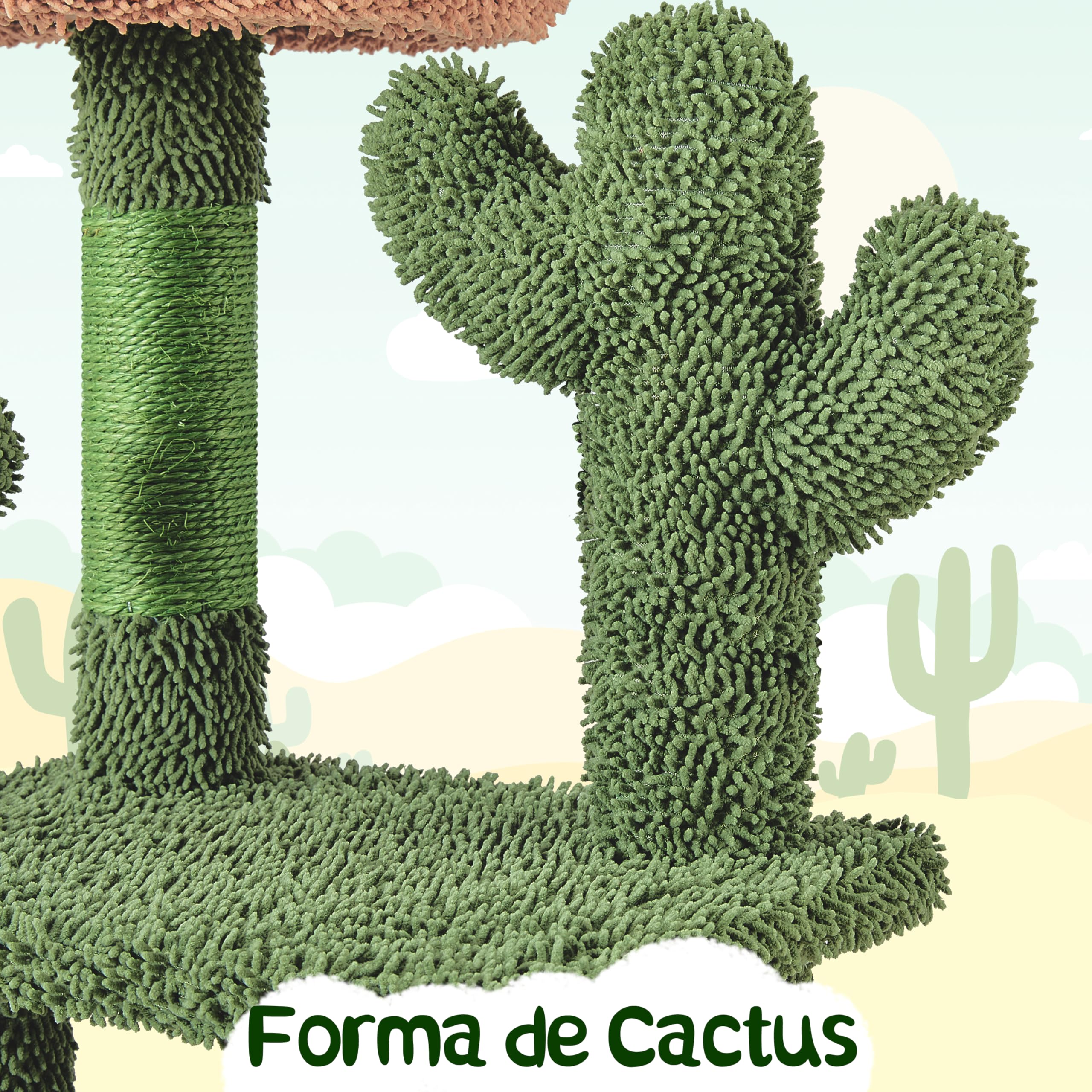 Yaheetech Árbol Rascador para Gato con Plataforma Torre Escalador de Sisal para 2-3 Gatos Medianos Sala de Juegos para Mascotas de Actividades 135 cm Verde y Marrón