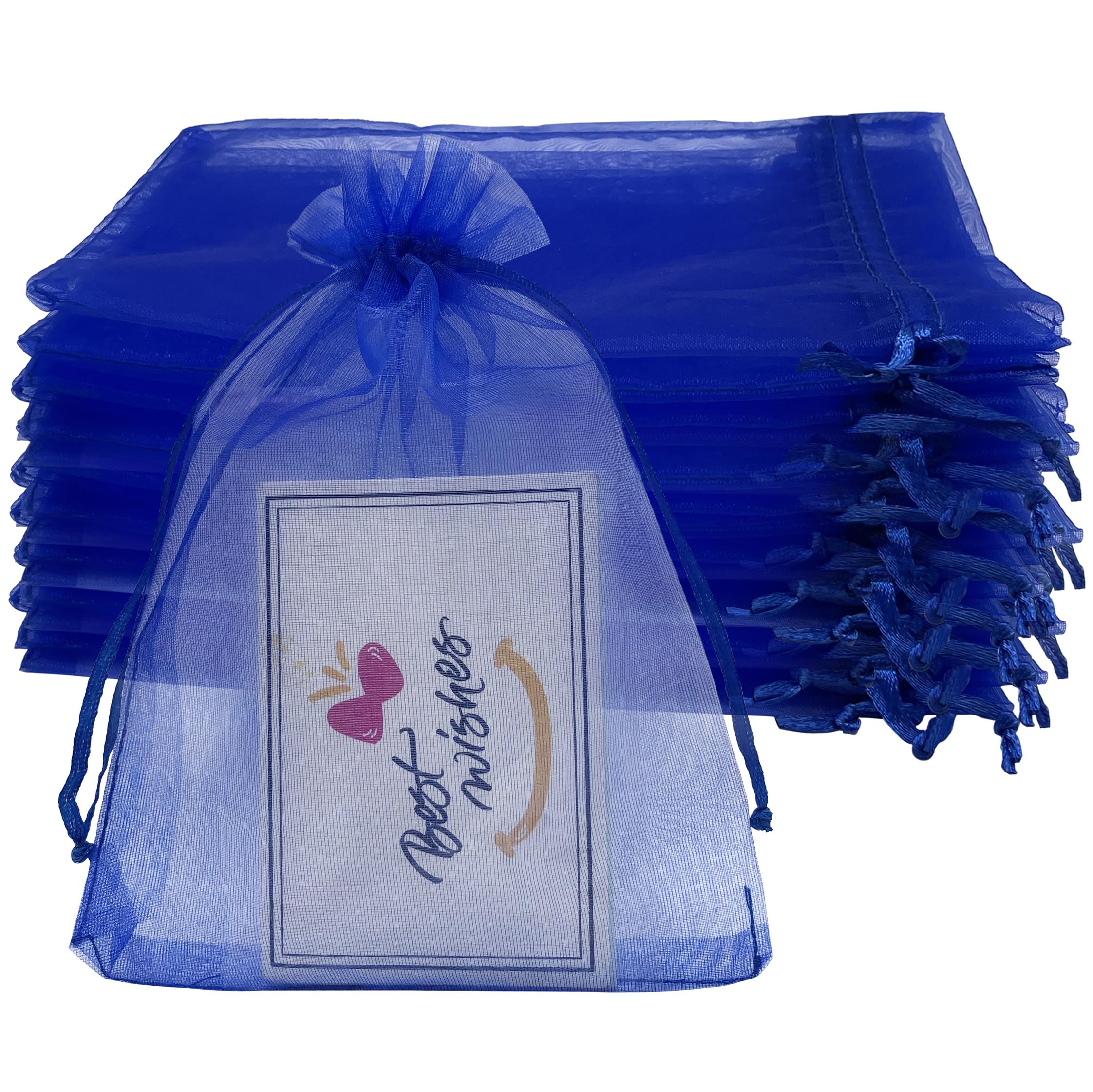 Jexila 100PCS Royal Blue Organza Gift Bags 4X6 Inch Small Mesh Bags Drawstring Wedding Birthday Party Favor Pouches for Jewelry Goodie Candy Candle