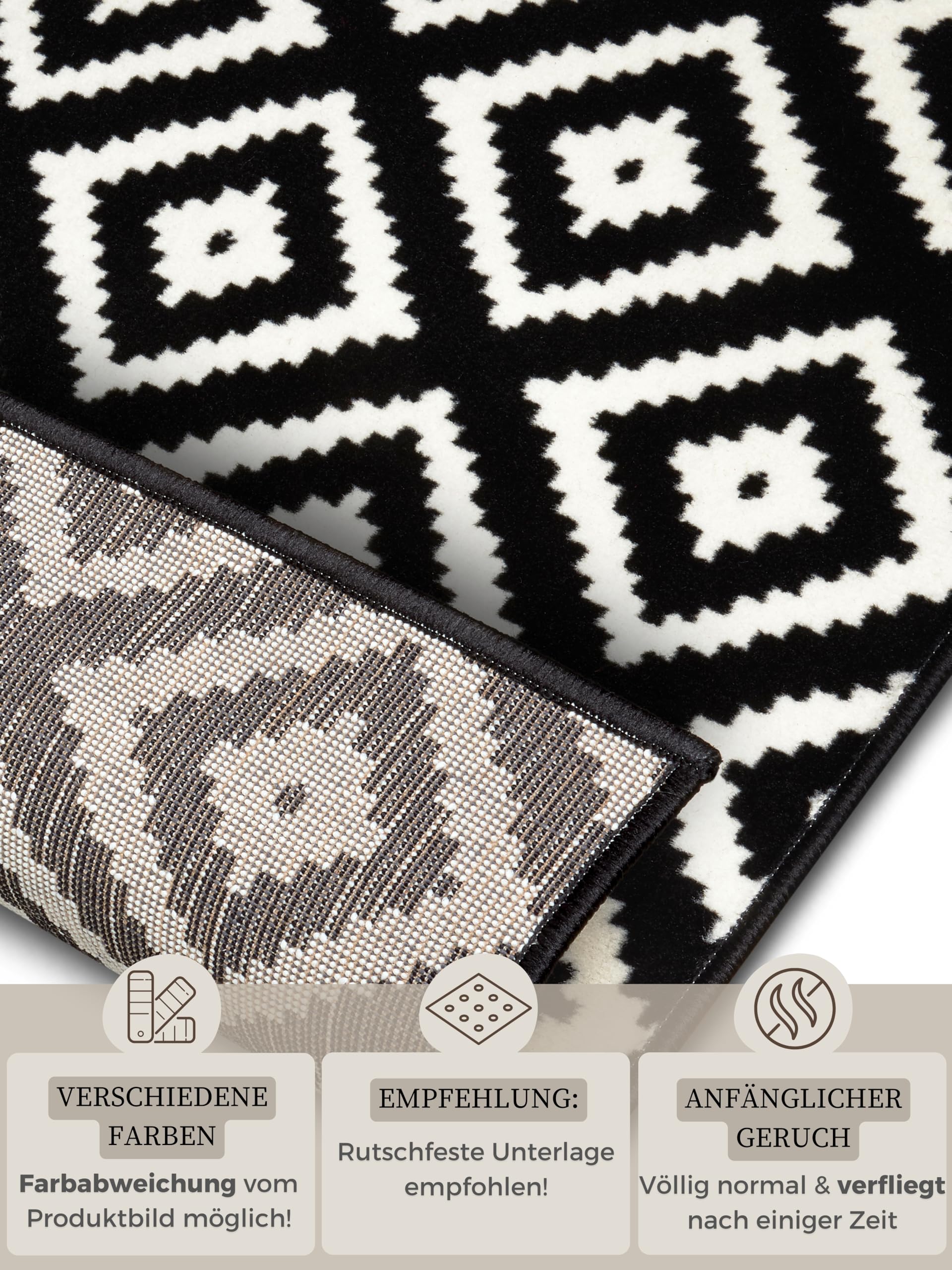 Hanse Home Teppich Raute – Wohnzimmerteppich Kurzflor Skandi Rauten Muster Modern Velours Teppich für Esszimmer – Bild 4