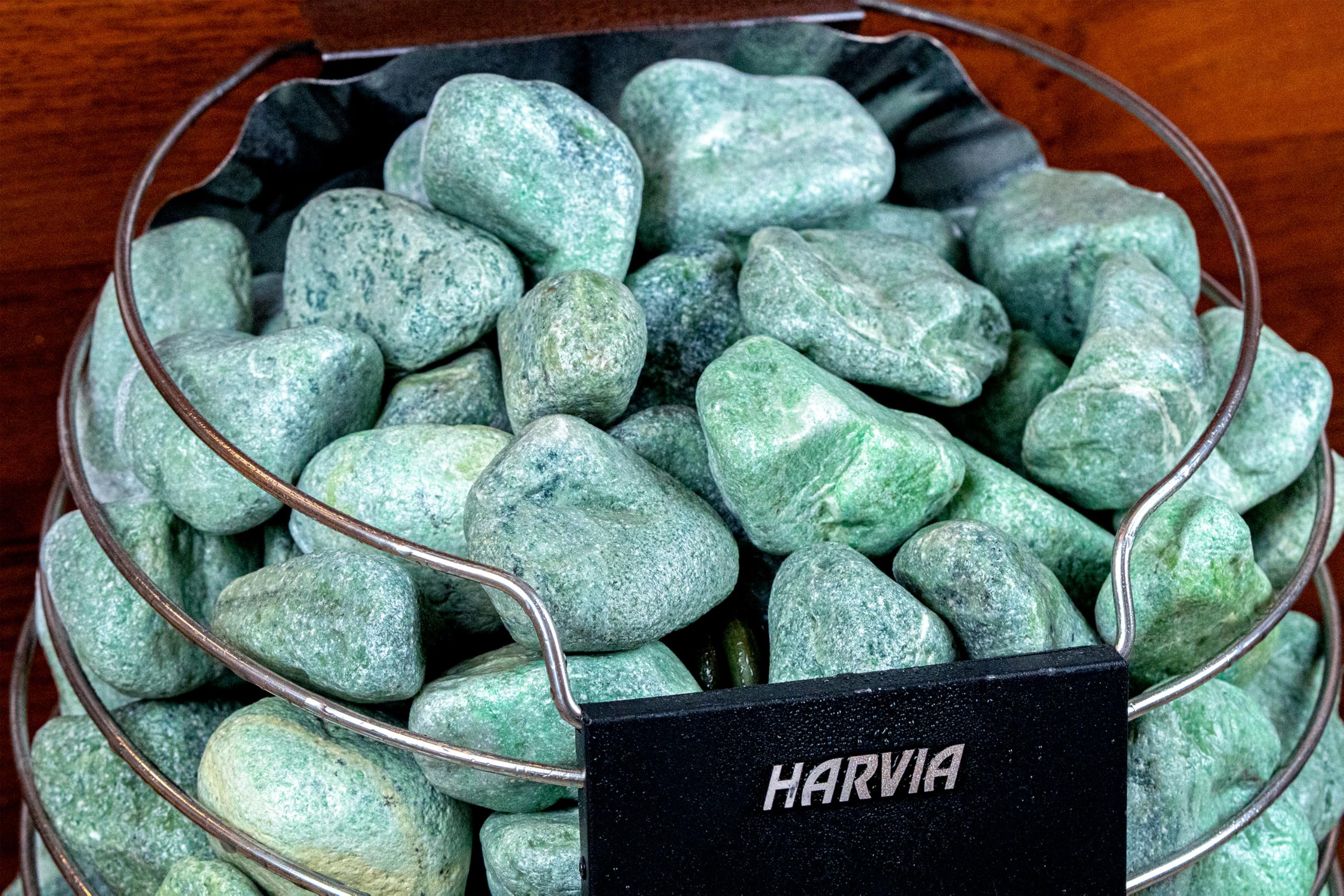 Saunasteine Jadeit 15 kg – Abgerundet, 5–10 cm | Höchste Haltbarkeit, Langanhaltende Wärme | Für Elektro- & Holz-Saunaöfen