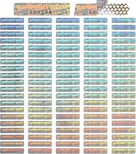500 calcomanías de seguridad plateadas a prueba de manipulaciones, etiquetas de holograma auténticas originales a prueba de manipulaciones,