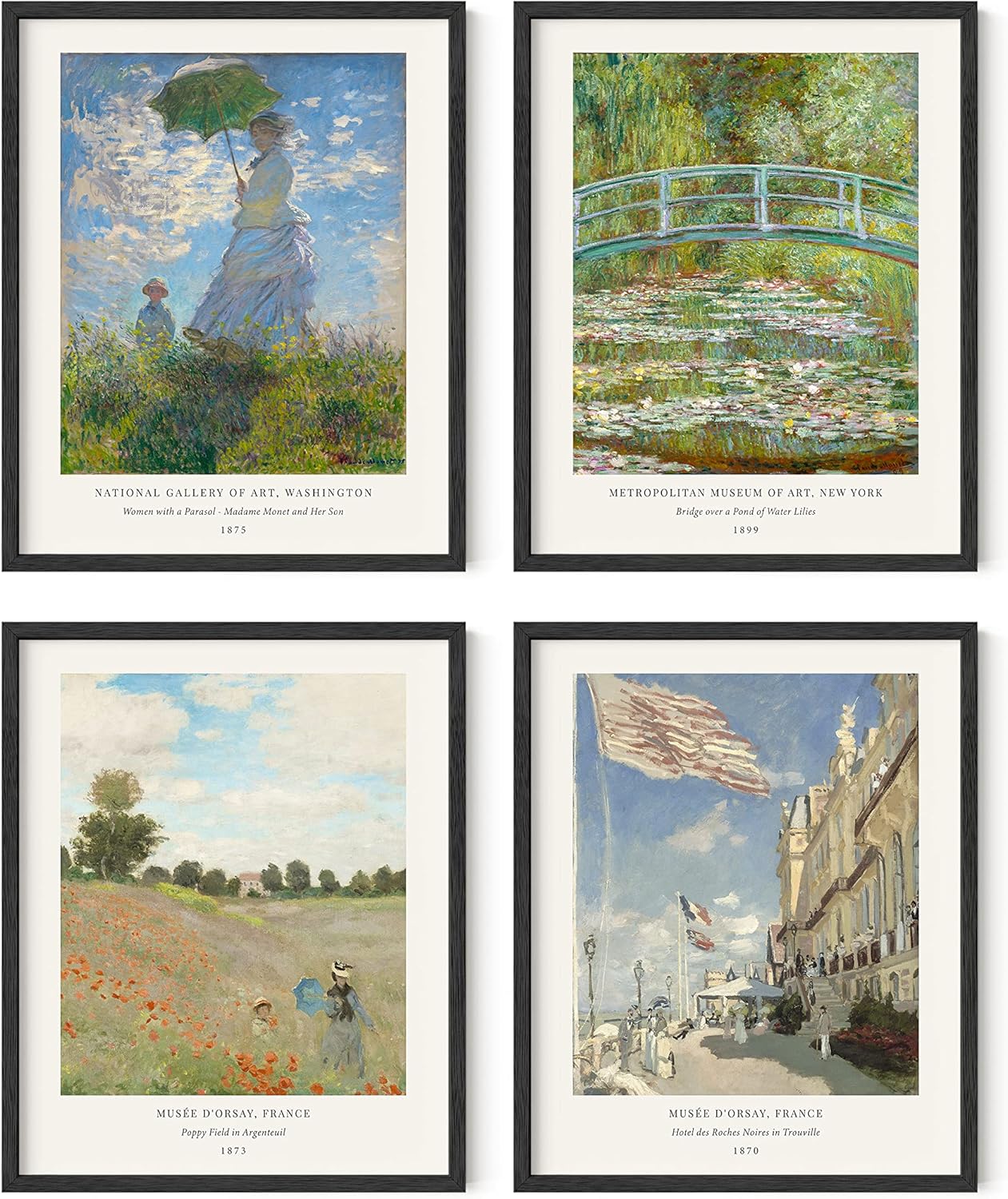 HAUS AND HUES Claude Monet Artwork Fine Art Paintings Water Lilies Claude Monet Monet Poster Famous Art prints Famous Paintings Modern Monet Wall Art BEIGE FRAMED (8" x 10")