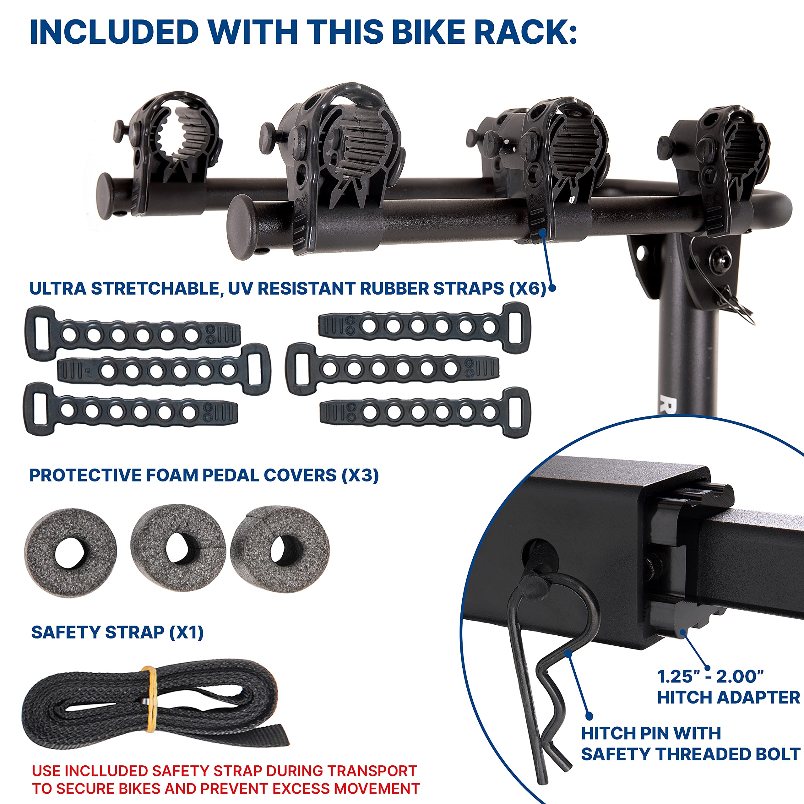 Ride KAC S3 Hitch Mounted 3Bike Suspension Rack, Quick Release Handle, Double Folding, Smart