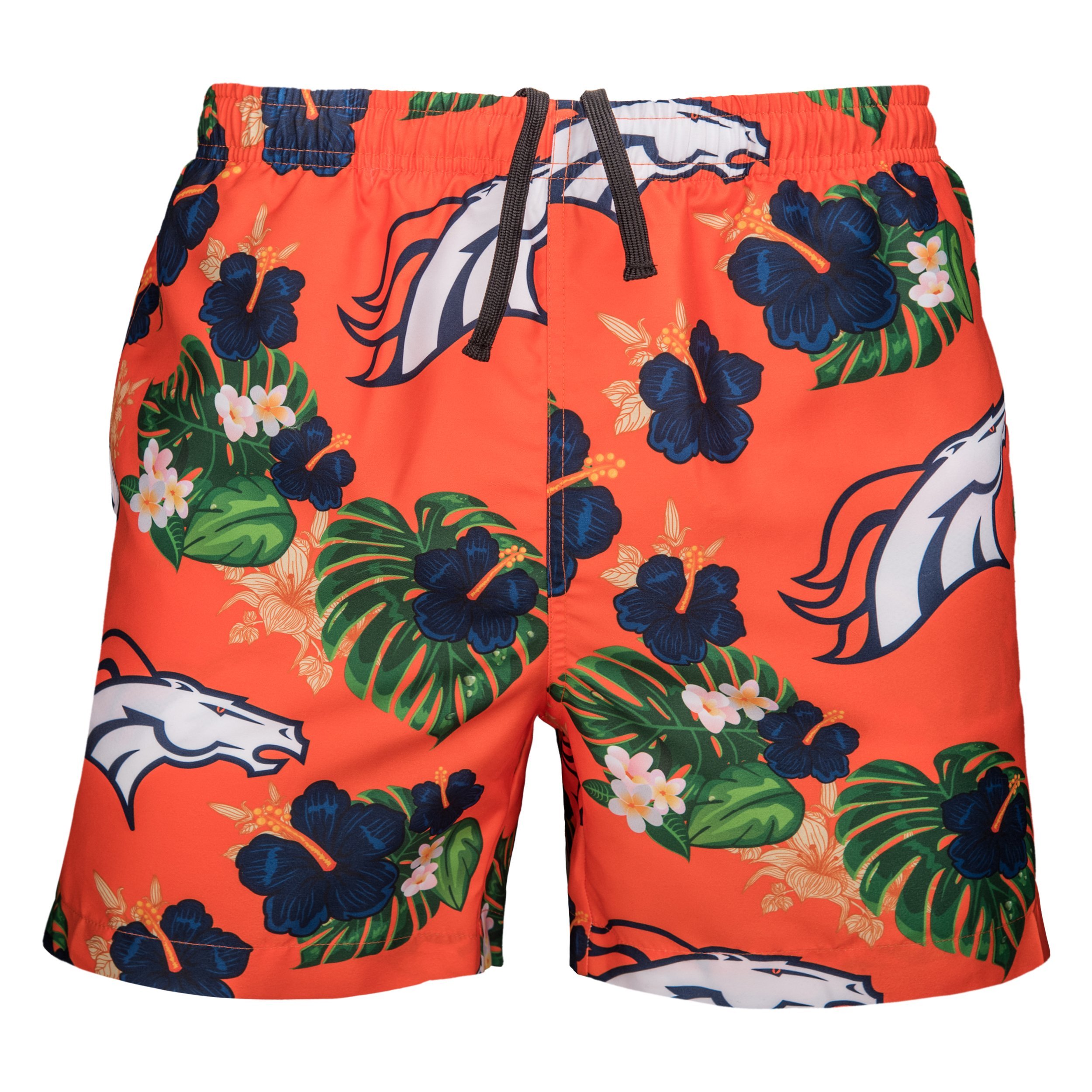 FOCO NFL Mens NFL Team Logo Floral Hawaiian Swim Suit Trunks