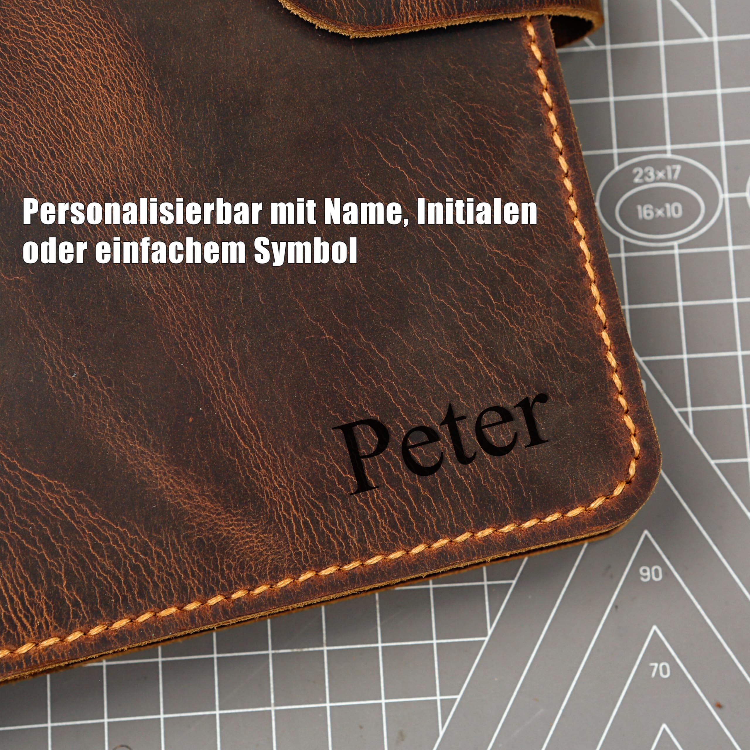 A5 Leder Organizer Ringbuch, Vintage Notizbuch, Gravur personalisiert