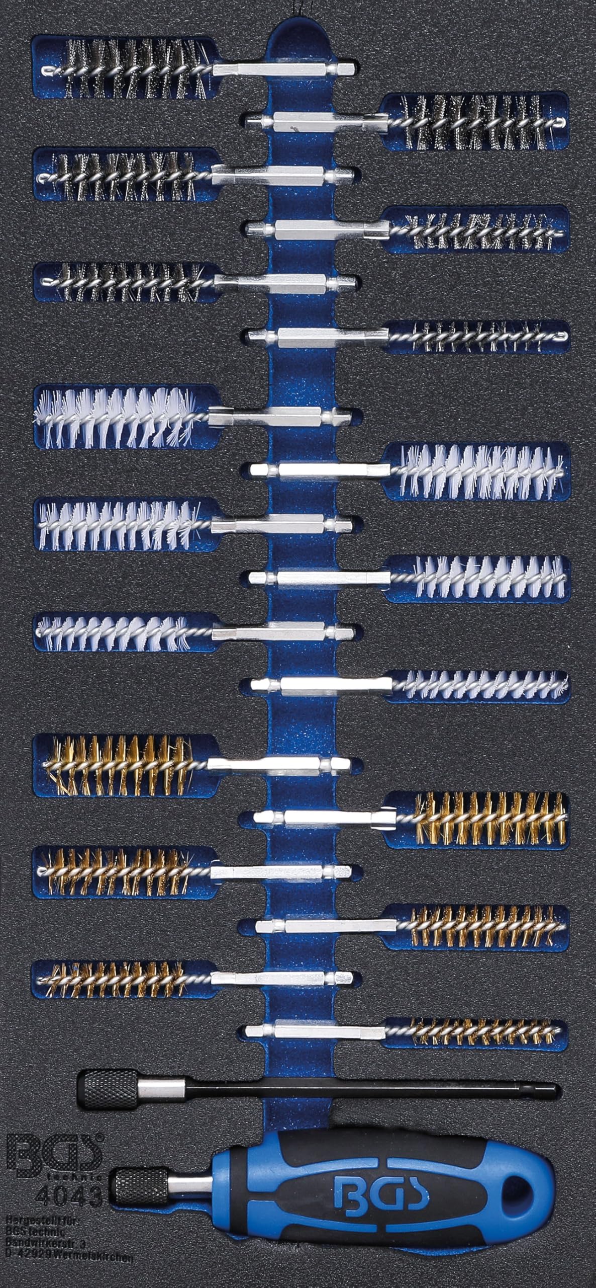 BGS 4043 | Insert de servante d'atelier 1/3 : Assortiment de brosses | 20 pièces