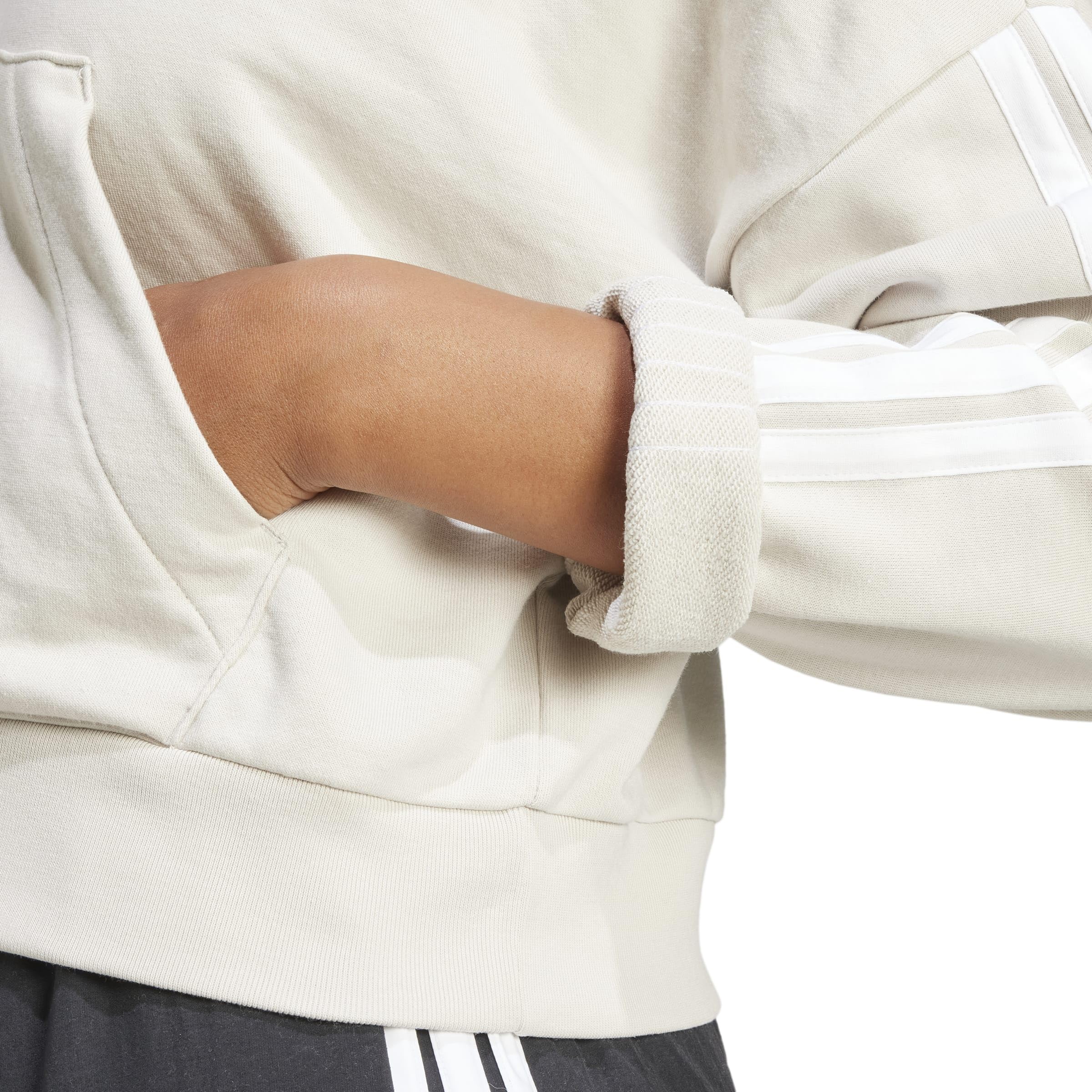 adidas Women Felpa con Cappuccio Essentials 3-Stripes French Terry Quarter-Zip