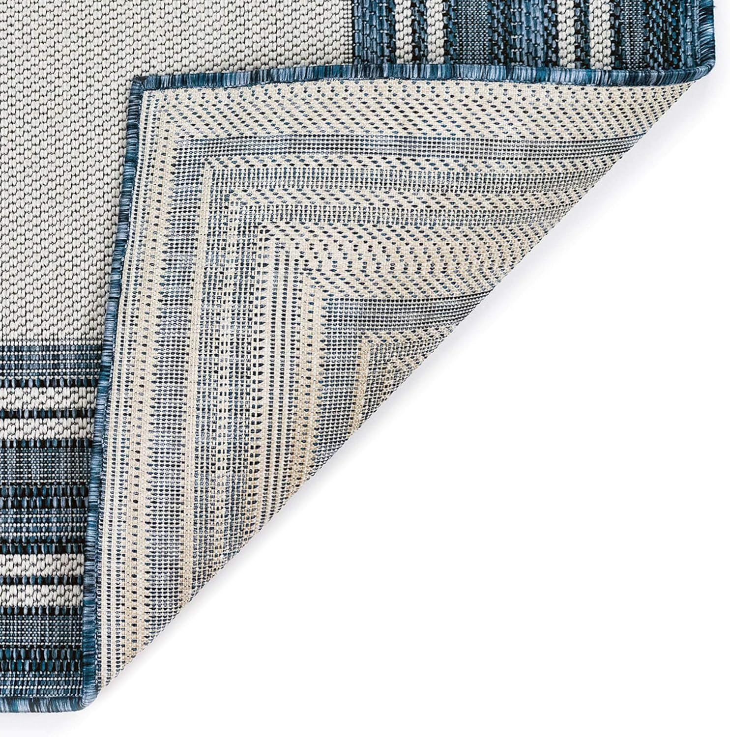 Liora Manne CARMEL Indoor/Outdoor Power Loomed Synthetic Blend Low Profile Area Rug - Transitional Border Global Colorful (Multi Border Navy) (3'3" x 4'11")