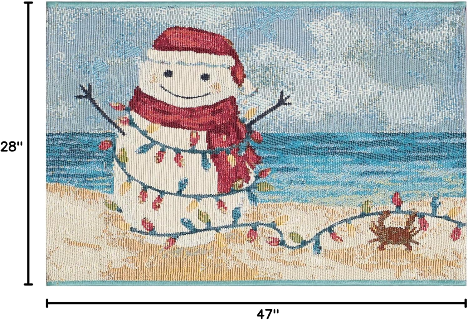 Liora Manne ESENCIA Indoor/Outdoor Power Loomed Latex Back Non Slip Mat - Transitional Whimsical Beach Colorful (Beach Snowman Ocean) (2'5" x 3'11")