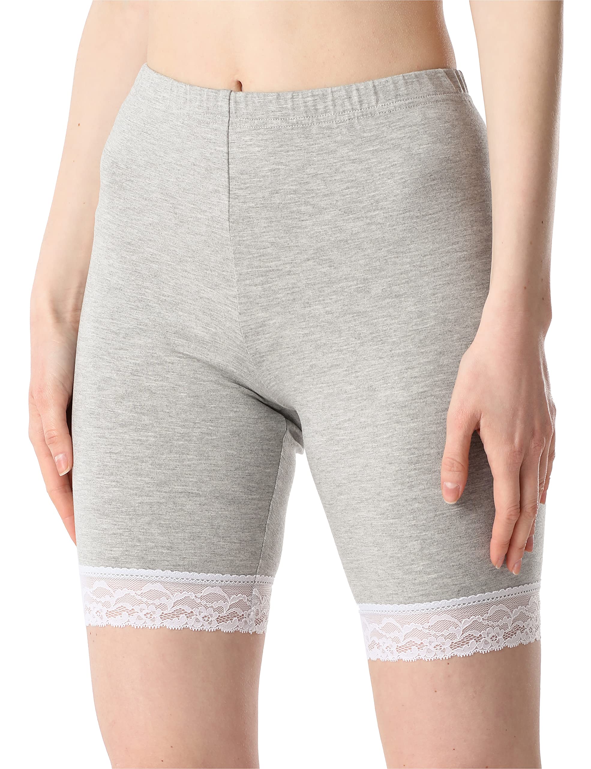Bellivalini Damen Kurze Leggings aus Viskose mit Spitze BLV50-216
