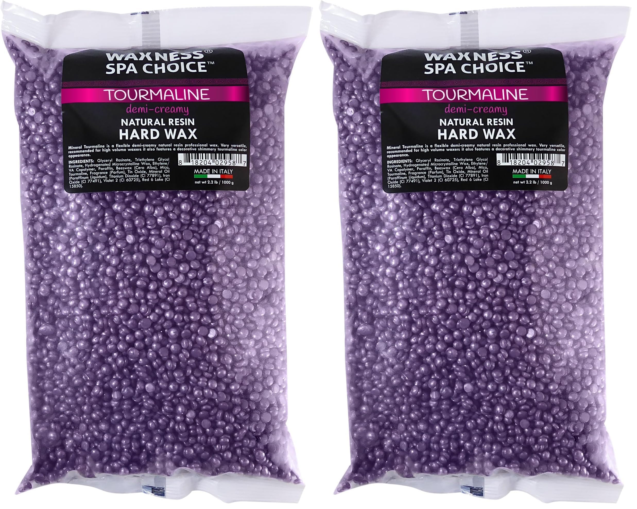 Waxness Spa Choice Metallic Tourmaline Demi Creamy Hard Wax Beads 2.2 lb Pack of 2