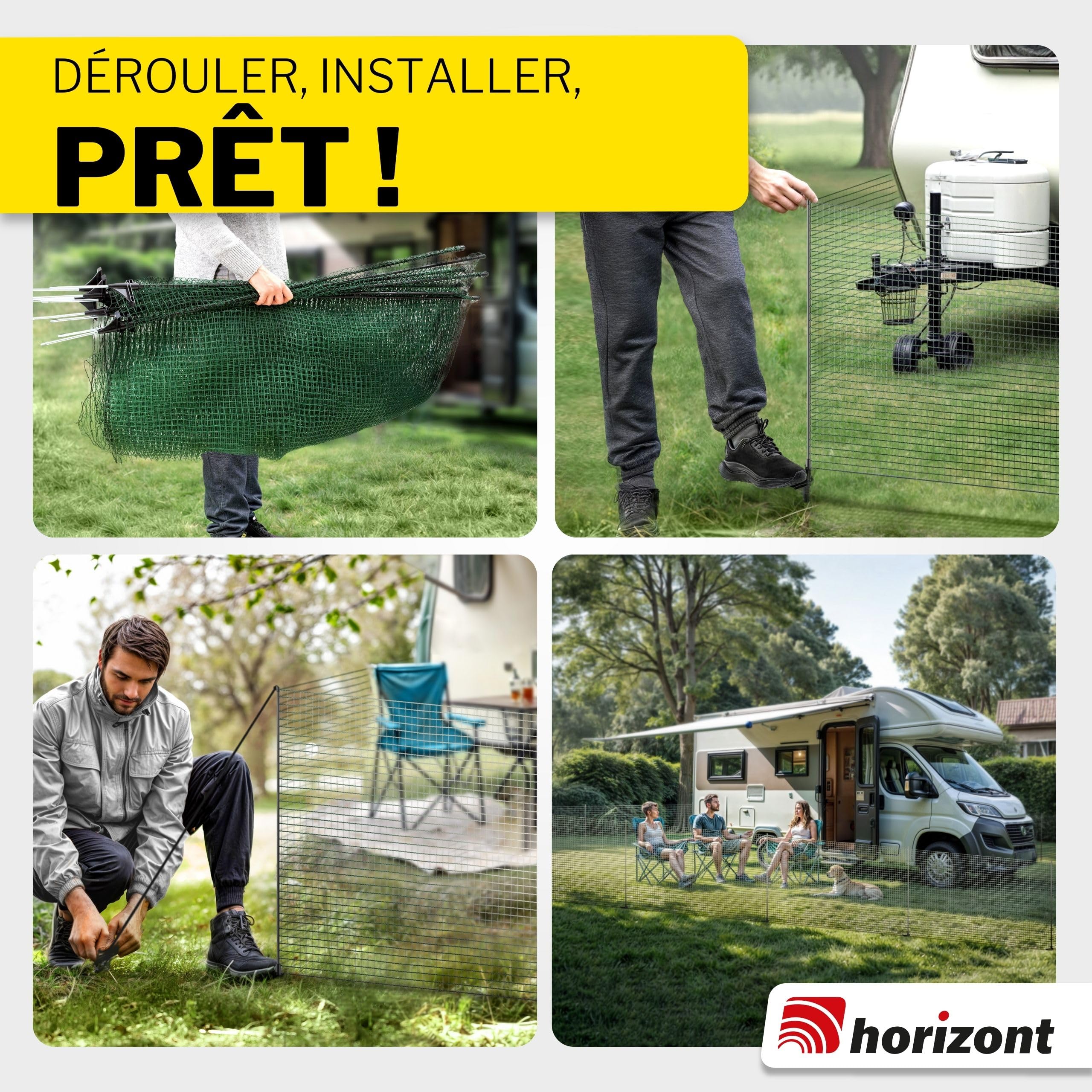 horizont Fix clôture de Jardin à Mailles serrées 15 m x 110 cm avec 9 piquets, pour Chien, extérieur Amovible, Camping, Potager et Poules