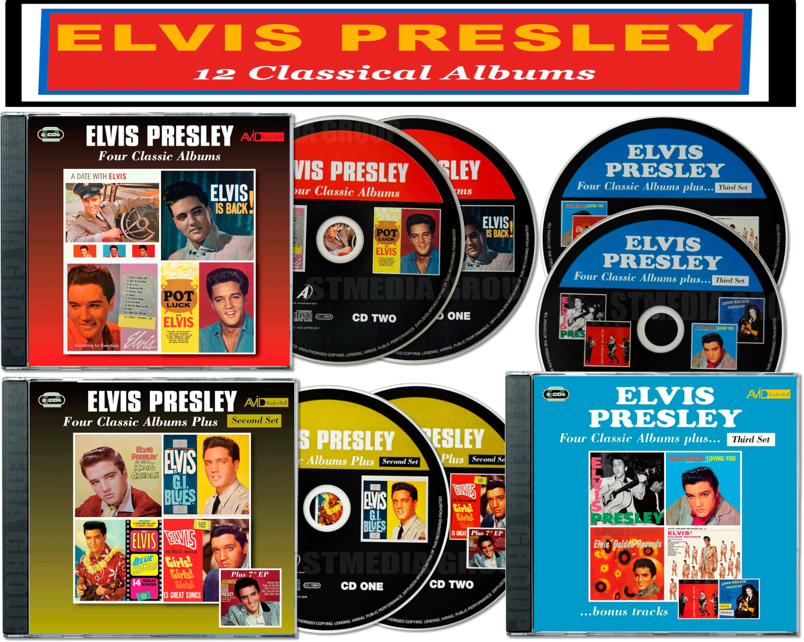 Elvis Presley – 12 Classic Albums – A Date With Elvis / Elvis Is Back! / Something For Everybody / Pot Luck / King Creole / G.I. Blues / Blue Hawaii / Girls! Girls! Girls! / Elvis Presley / Loving You / Golden Records Vol. 1 / Golden Records Vol. 2 6СD