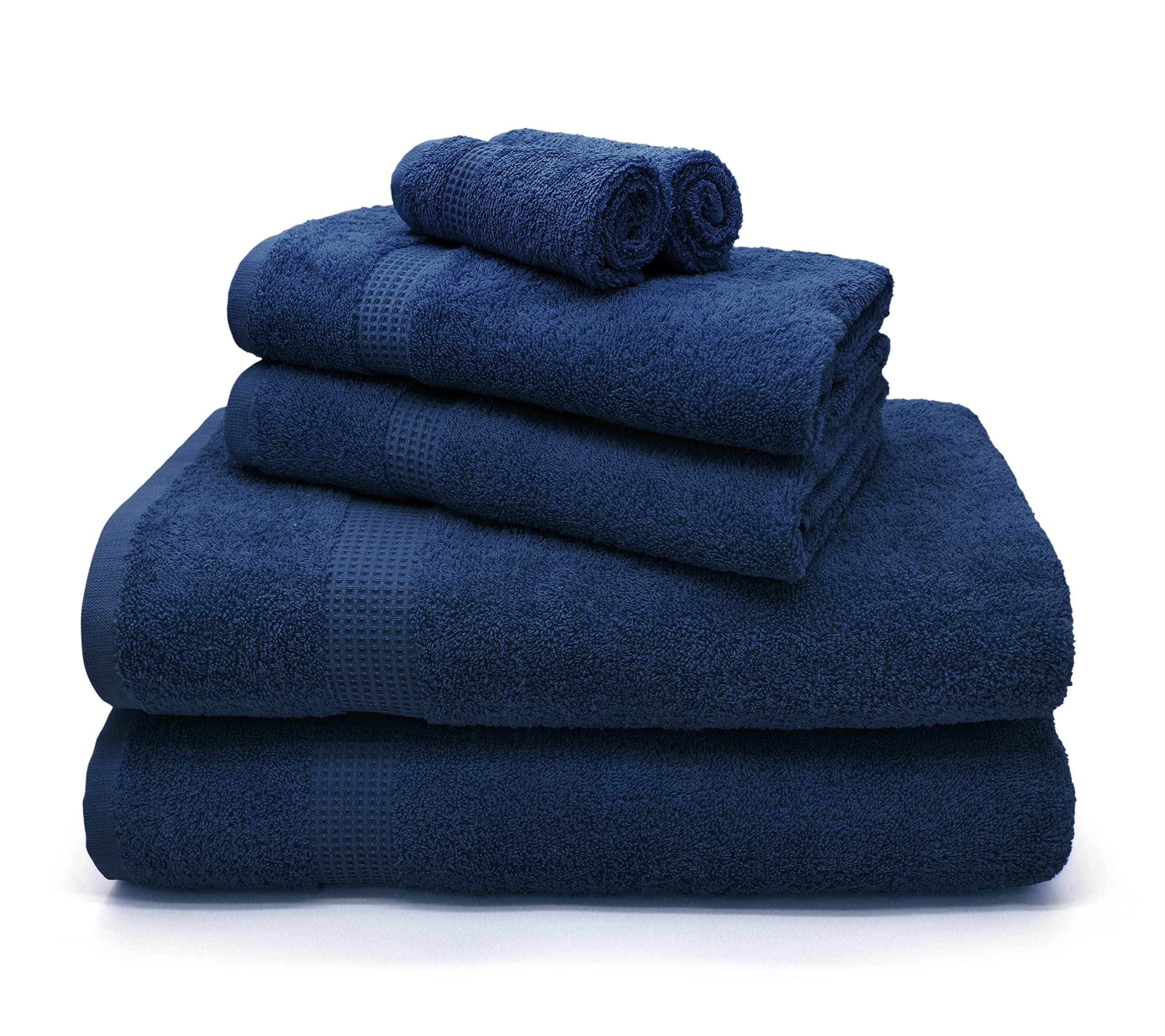 Velosso Mayfair Supreme 6 pce Luxury Towel Bale Set Egyptian Cotton Face Hand Bath Towel Super Absorbent Quick Dry Bathroom Towels, Washable (Navy)