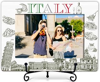 Italy Gifts Picture Frame, Italy Tourist Attractions Photo Frame With Stand, Wedding Anniversary Vacation Gifts For Friend Family Couple, Picture Frame Tabletop Decor - Fits 4x6 Inches Photo（02）