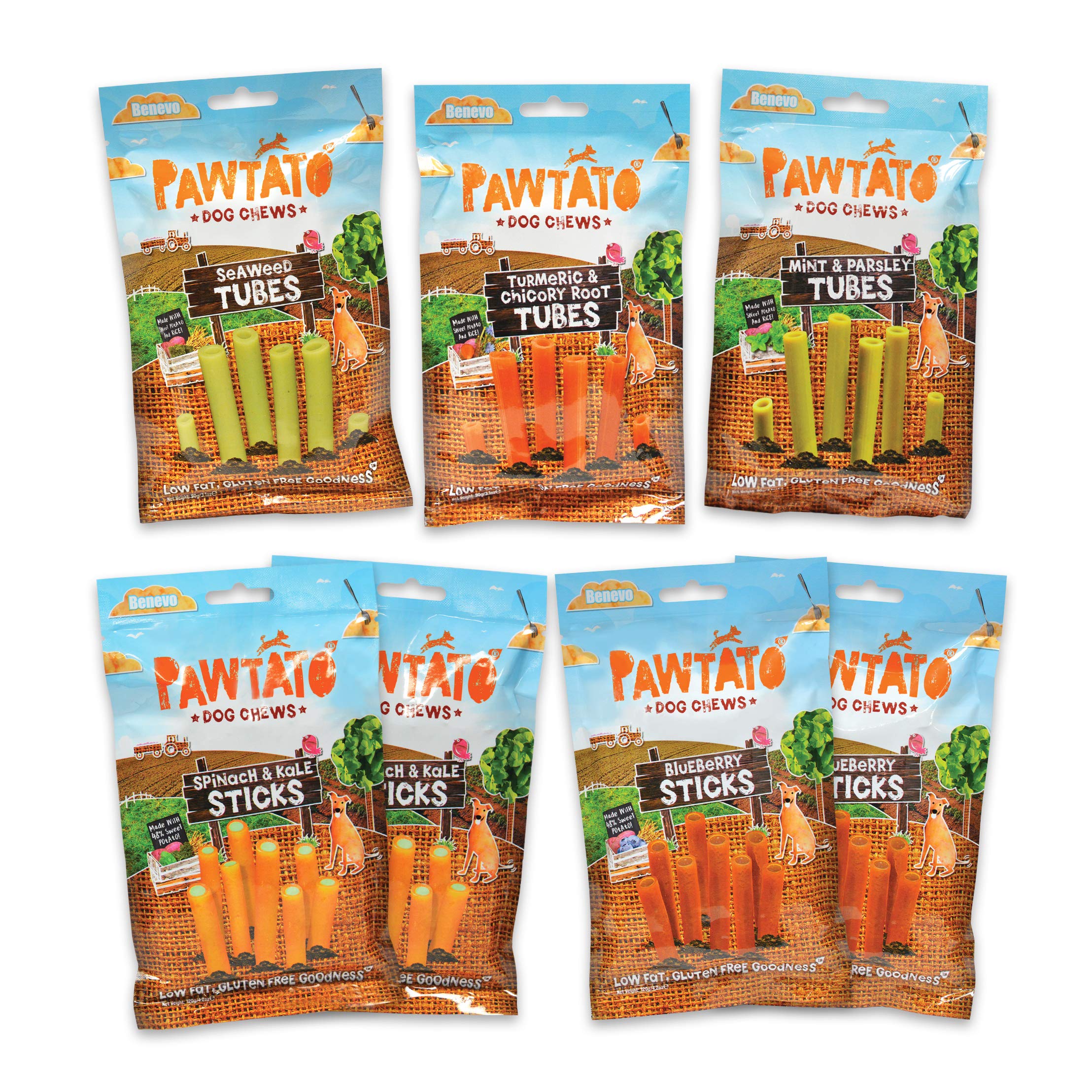 Pawtato Low Fat Natural Dog Chews - 44 Sweet Potato Based Hypoallergenic Plant-Based Vegan Treats - Alternative to Rawhide Chews for Christmas
