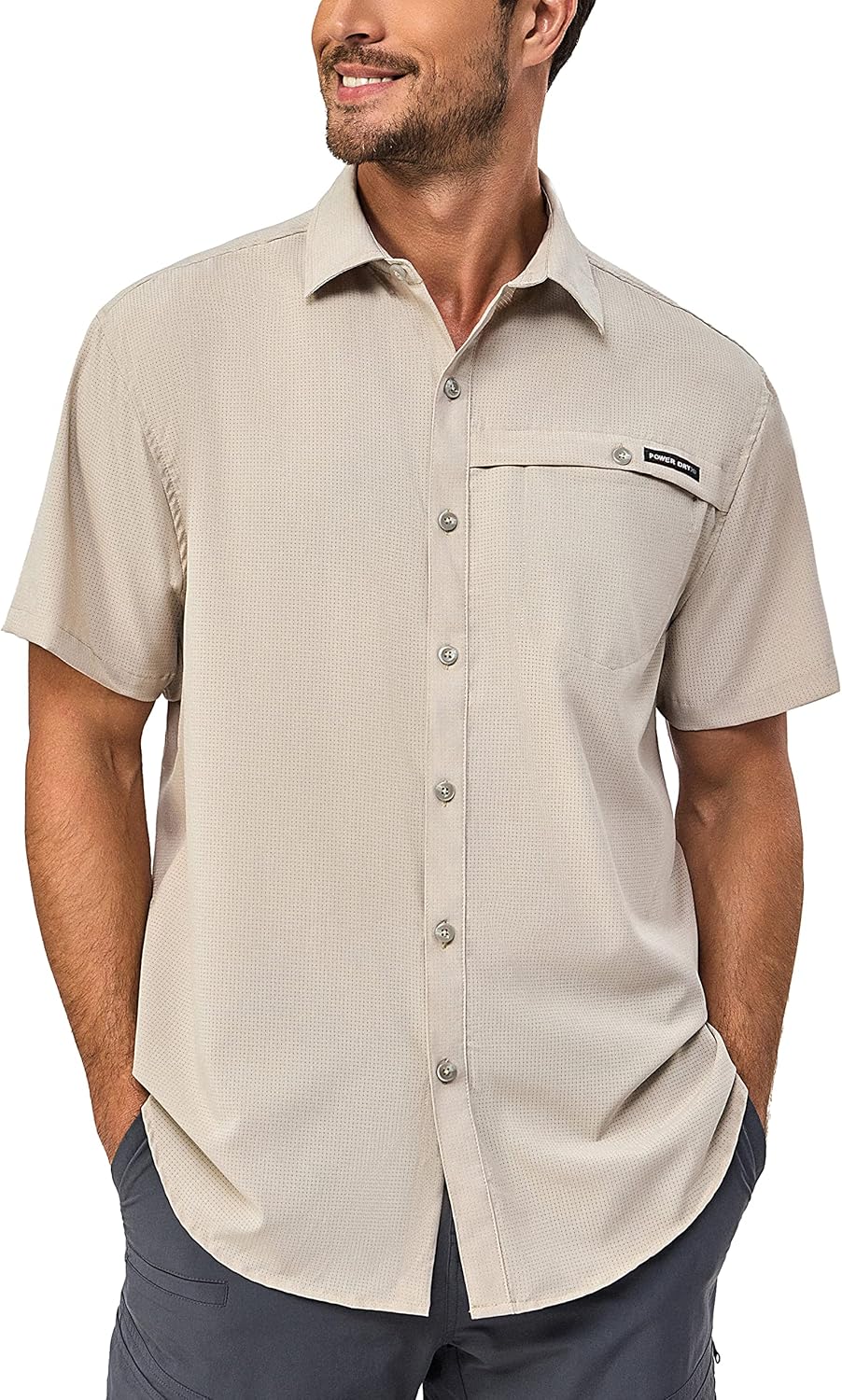 Little Donkey Andy Men's Lightweight UPF 50+ Short Sleeve Shirt, Breathable Fishing Hiking Shirt, Air-Holes Tech