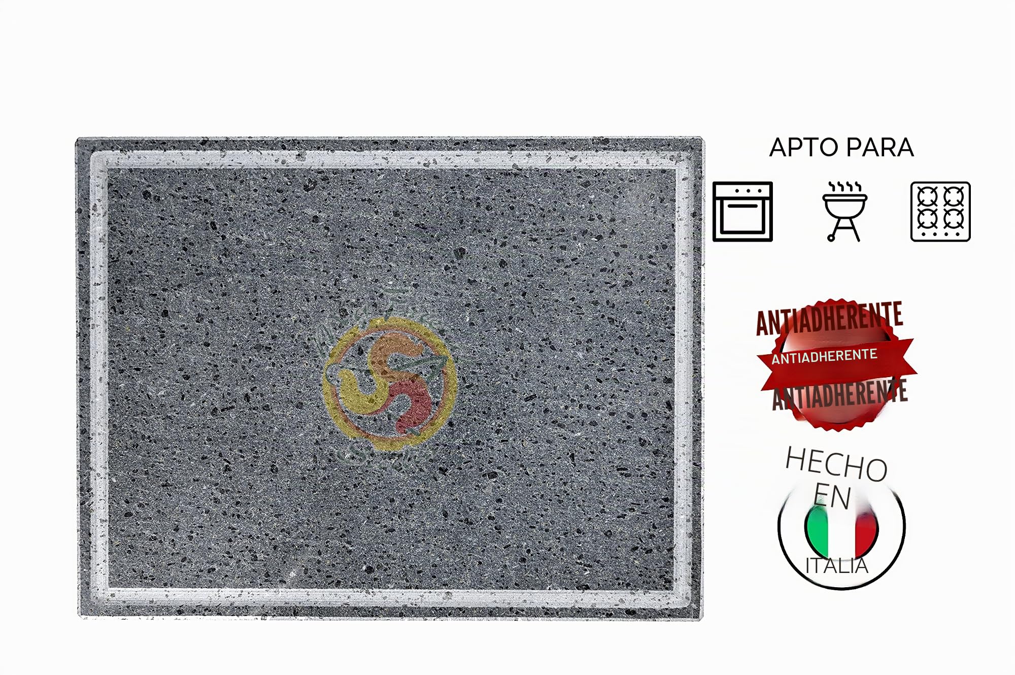 Parrilla de piedra volcánica Etna, placa pulida para barbacoa, 39 x 30 x 2 cm, ideal para verduras, carnes y pescados