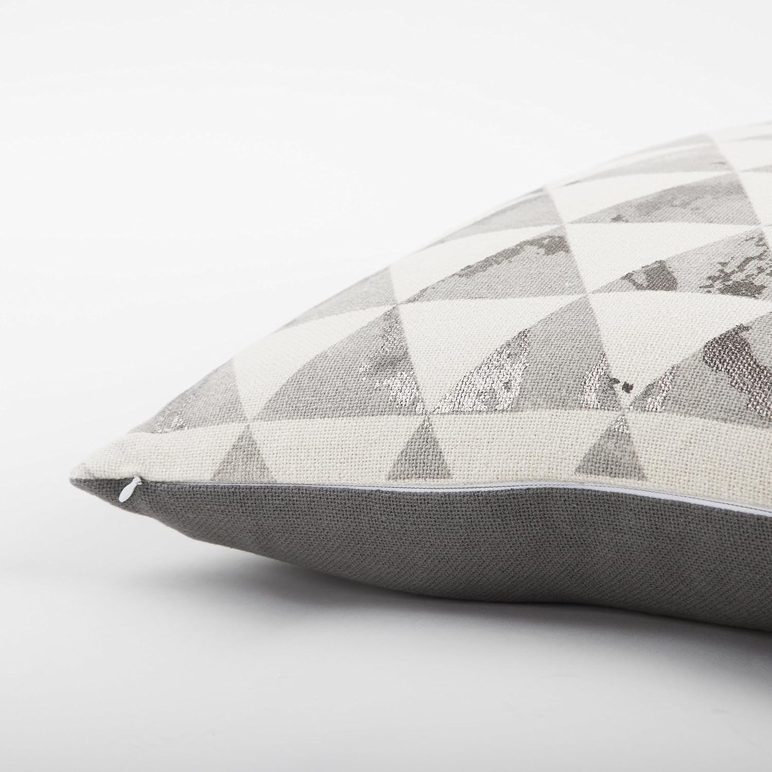 Rizzy Home | T13190 | Poly Fill Decorative Pillow | 20"x20" White/Gray/Metallic Geometric