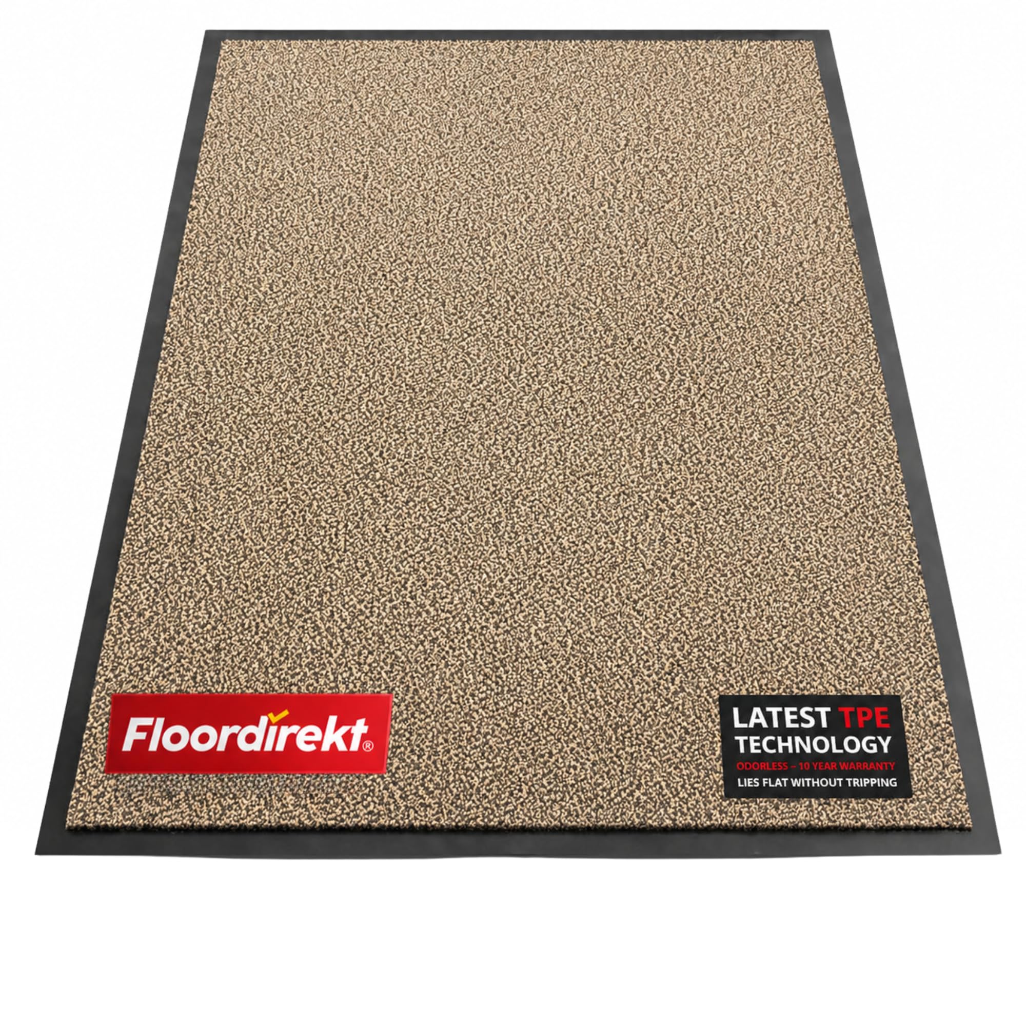 Floordirekt Washable Door Mats Indoor - Outdoor - Non Slip Heavy Duty - Stylish Large Rubber - Perfect Dust Trapping Doormats - Ochre-Black 90 x 300 cm