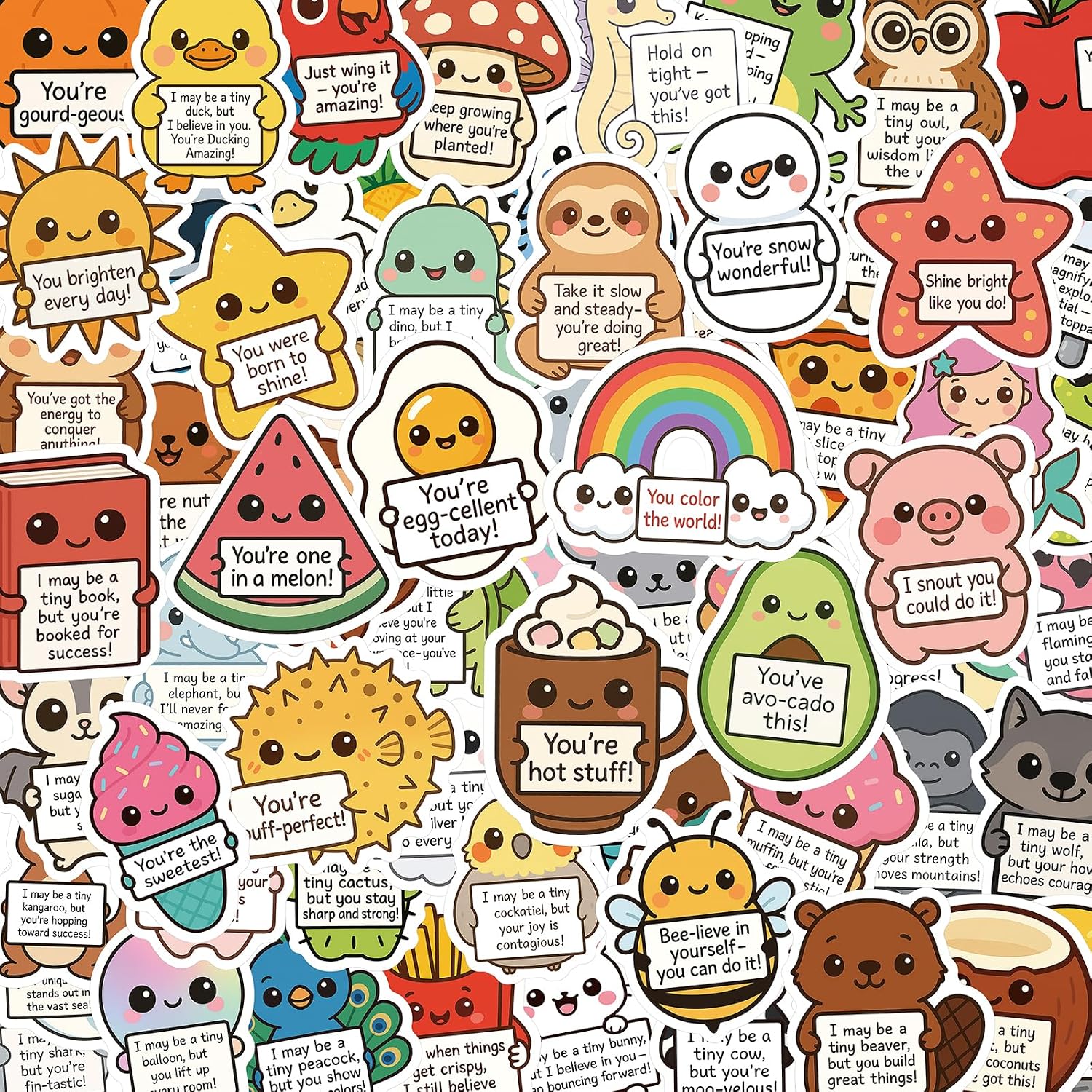 100 Pcs Emotional Support Animal Stickers, Cute Affirmation Stickers for Kids Teacher Classroom Water Bottle Laptop Phones, Positive Quote Vinyl Waterproof