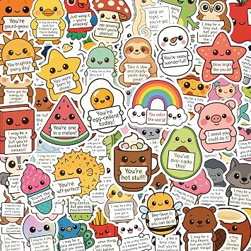100 Pcs Emotional Support Animal Stickers, Cute Affirmation Stickers for Kids Teacher Classroom Water Bottle Laptop Phones, Positive Quote Vinyl Waterproof