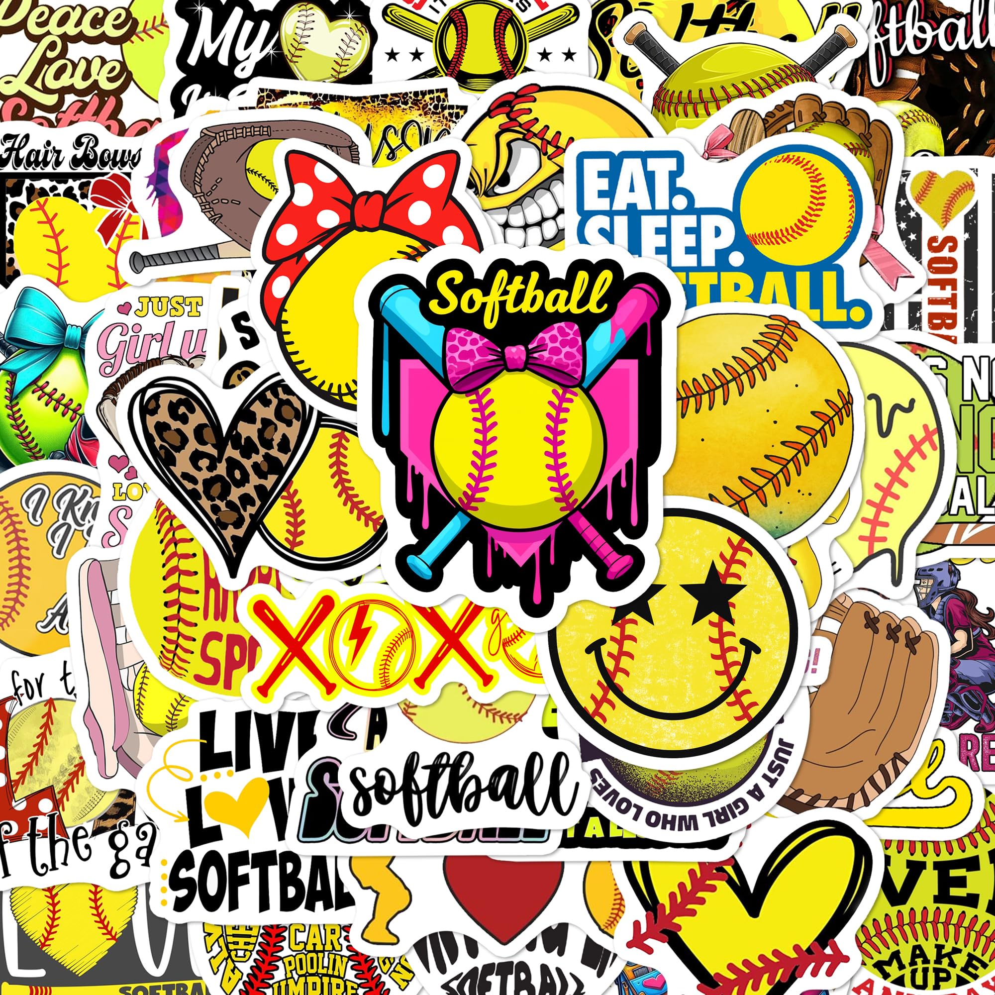 BEATRI Softball Stickers 50pcs Vinyl Waterproof Sport Womens Decor