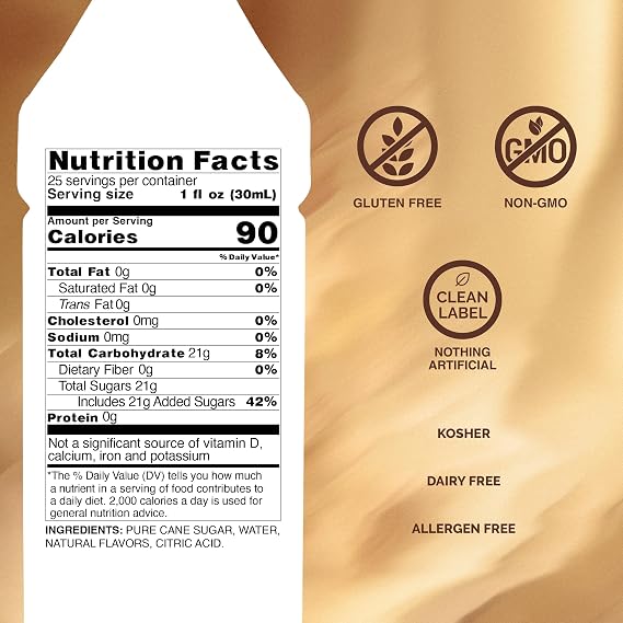 Monin - Spiced Brown Sugar Syrup, Sweet With Hints of Cinnamon, Natural Flavors, Great for Coffee, Desserts, Ciders, and Cocktails, Non-GMO, Gluten-Free (750 ml)