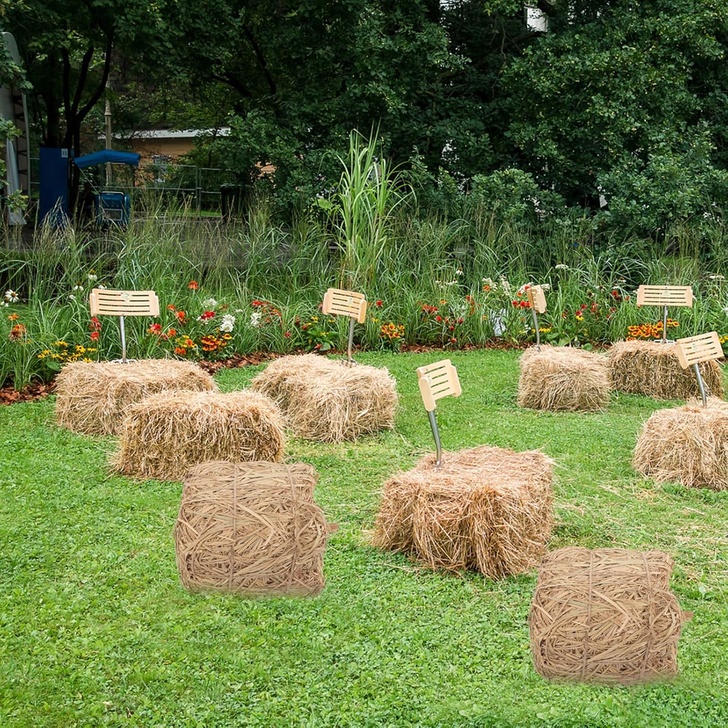 Generic 2pcs Decorative Hay Bale: Halloween Haystack Decorations - Western Themed Party Decorations - Farmhouse Autumn Harvest Display Props for Crafts 7.86"