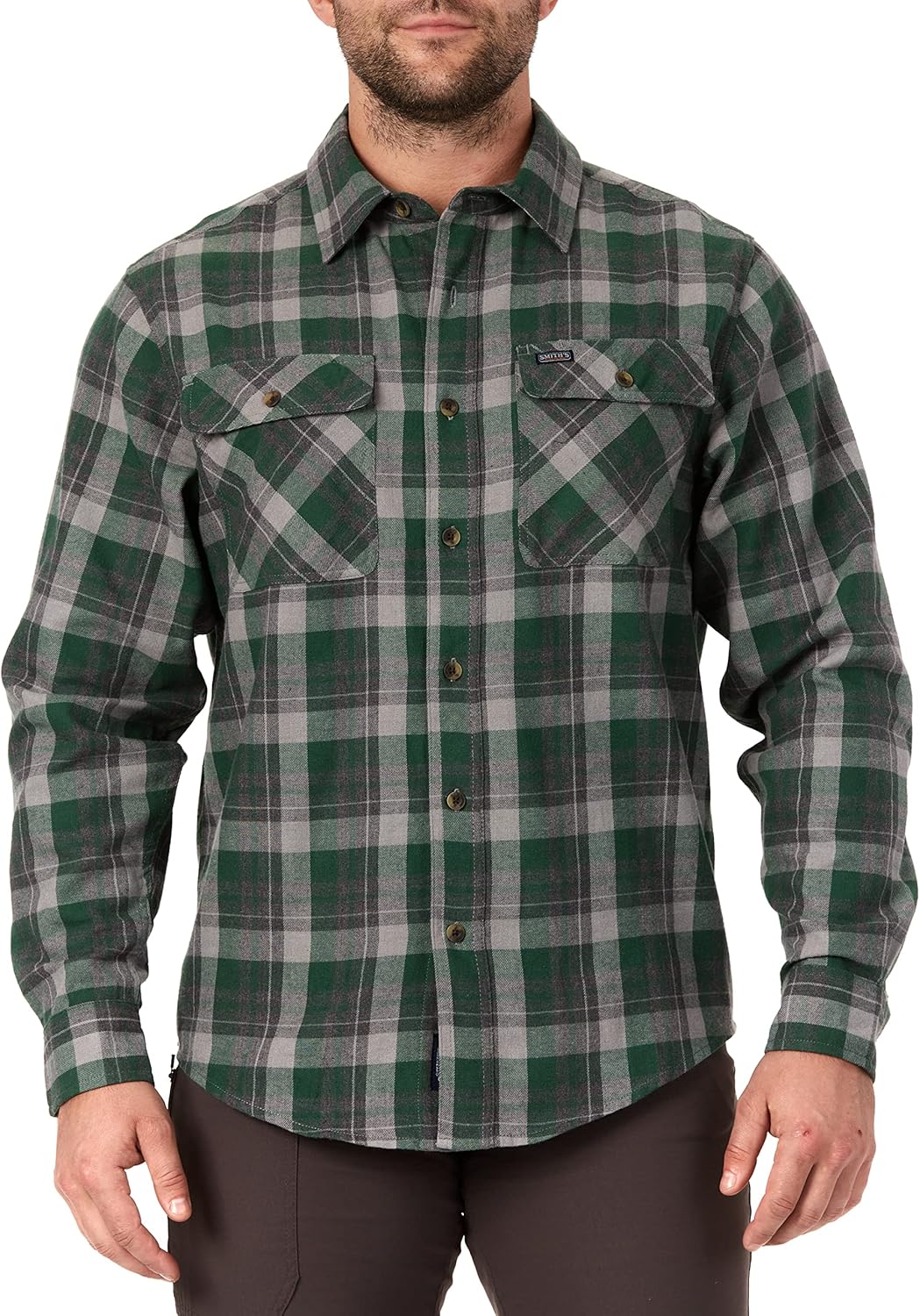LONG SLEEVE 2-POCKET PLAID FLANNEL SHIRT WITH PEN-SLOT